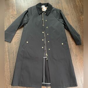 J. Crew Black Trench Coat with Gold Accents